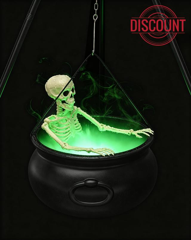Halloween Decorations Outdoor - Witches Cauldron on Tripod                                                          with Diffuser and Big Skeleton，Halloween Party Prop