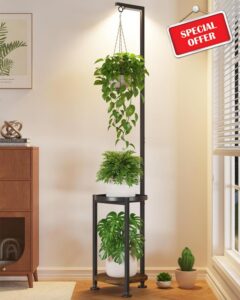 LASZOLA Hanging Plant Stand Shelf Indoor Tall with Light