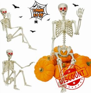 Halloween Decorations Outdoor 5.4Ft Life-Size Realistic Posable Skeleton                                                          Full Body Realistic Human Bones with Posable Joints
