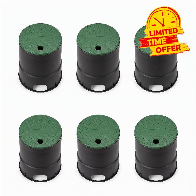 6‑Pack 6‑Inch Round Valve Box for Outdoor Gardens & Farms                                                          Durable PP for lawn & farm underground irrigation. Weather‑resistant