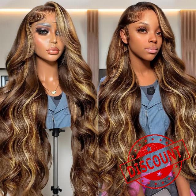 13x6 Highlight Ombre Lace Front Wig Human Hair 26 Inch Body Wave wig                                                          Honey Blonde 13x6 Lace Front Wig Human Hair 4/27 HD Lace Frontal Wigs for Women 200 Density