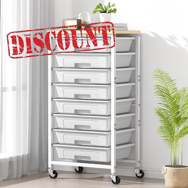 caktraie 8-Drawers Rolling Cart