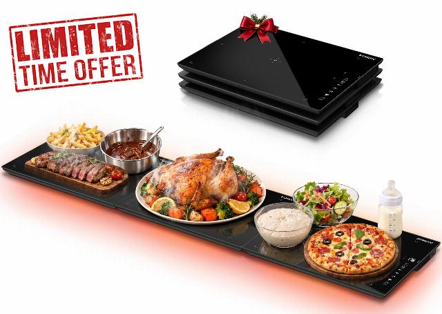 Food Warmers for Parties Buffet 3 in 1 with Independent Temp &  47‘’x12‘’                                                          12H Timer Control Glass Warming Mat for Food