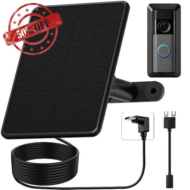 6W Solar Charger for Ring Battery Doorbell/Plus/Pro (2nd Gen 2026 Release)