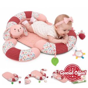 3-in-1 Tummy Time Mat & Sitting Support with 4 Toys                                                          Tummy Time Pillow for Babies