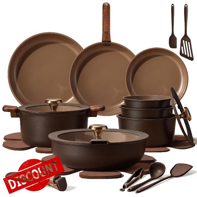 CAROTE 25pcs Ceramic Cookware Set