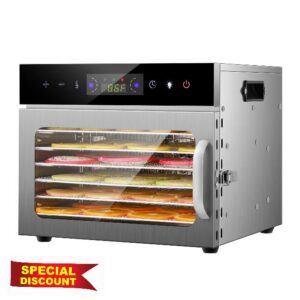 Electric Food Dehydrator with 6 Stainless Steel Trays