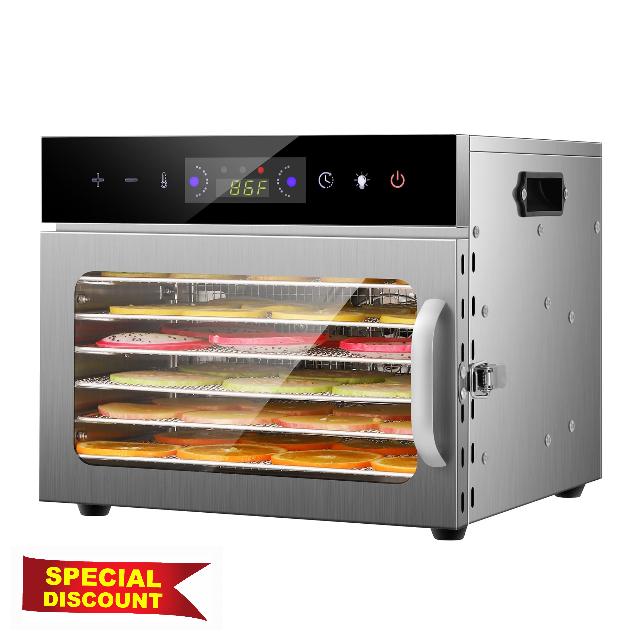 Electric Food Dehydrator with 6 Stainless Steel Trays