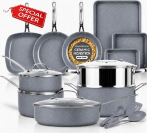 GRANITESTONE Ceraluxe 20 Pc Ceramic Cookware Set