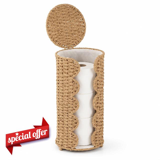 Coeusy Wicker Toilet Paper Holder Stand