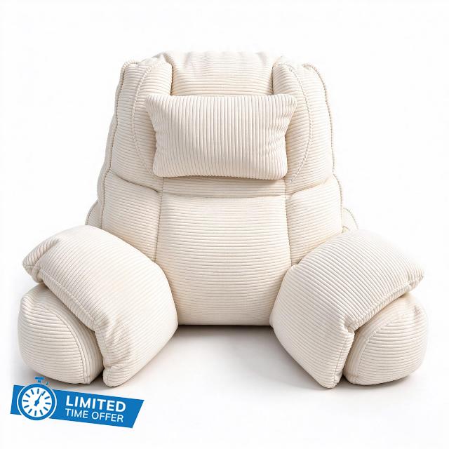 Reading Pillow for Bed Back Pillow for Sitting Up in Bed Off White                                                          Backrest Support Cushion with Arms Designed for Bed and Couch Sitting Up for Bed Rest Reading Watching TV Gaming Relaxing