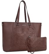 APHISON Women’s 15.6 Inch Laptop Tote Bag With Metal Feet And Bonus Clutch | Vintage PU Leather P...