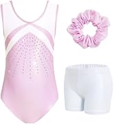 JiAmy Gymnastics Leotards for Girls with Shorts Sparkly Dance Unitards | Soft stretchy glitter le...