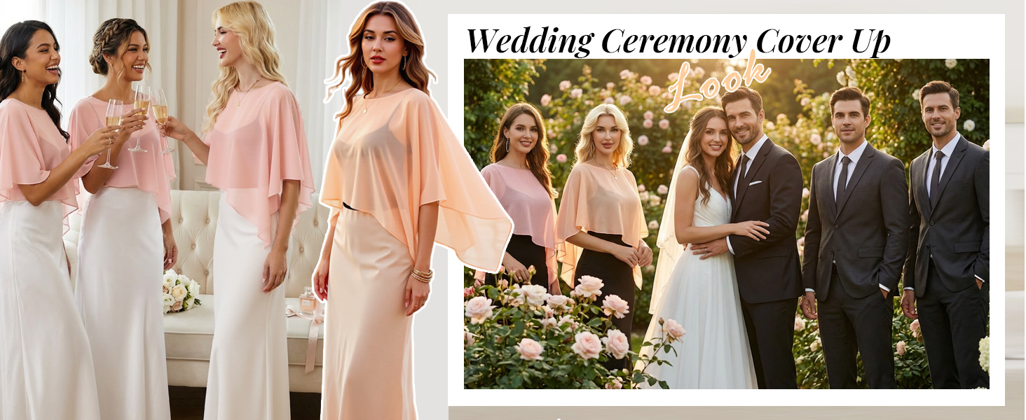 Wedding Guest Cover Up, Lightweight Bridesmaid Cape with Irregular Hem