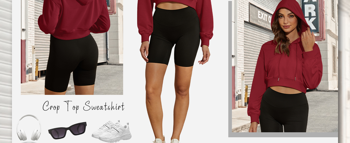 cropped hoodie cropped sweatshirt long sleeve crop tops hooded sweatshirt women pullover tops