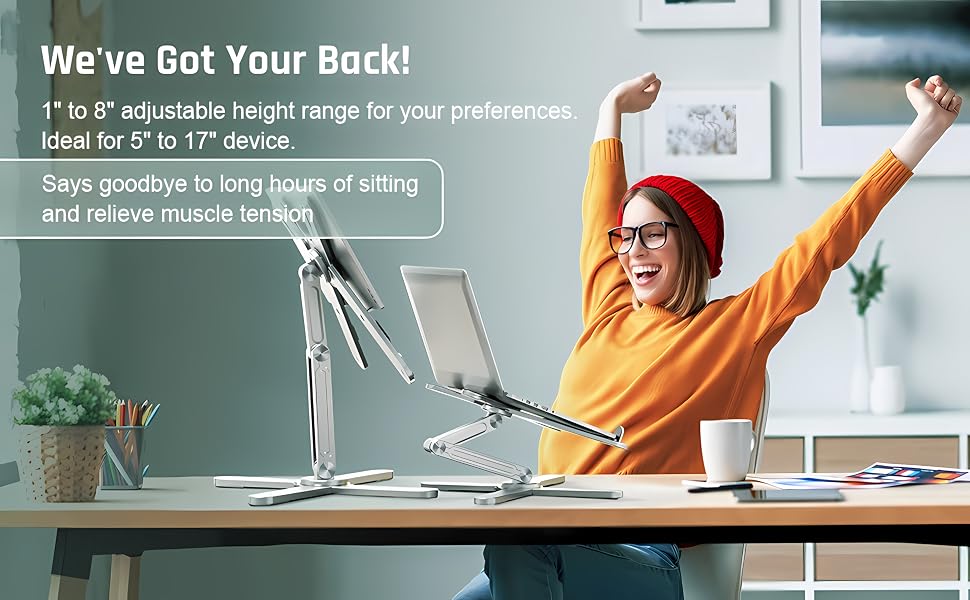 EfficFold 360 Rotating Laptop Stand Riser Adjustable Foldable Laptop Riser