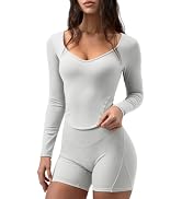 AVGO V Neck Workout Tops for Women Long Sleeve Crop Top Slim Fit Gym Shirts | Snatched-Waist, Cur...