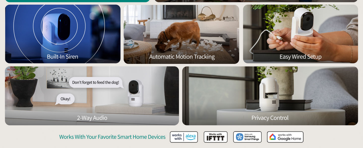 Arlo Essential Indoor Pan Tilt Zoom Security Camera 2K