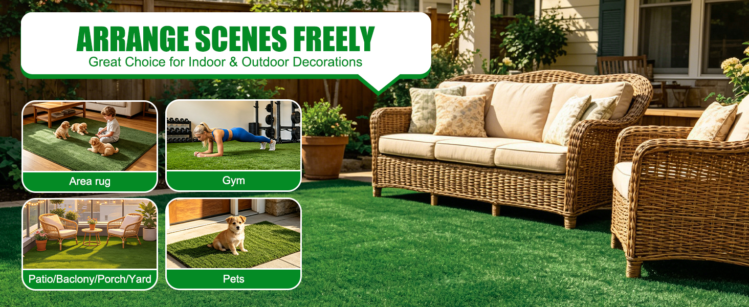 Non-Slip TPR Back Fake Lawn Mat with Drain Holes
