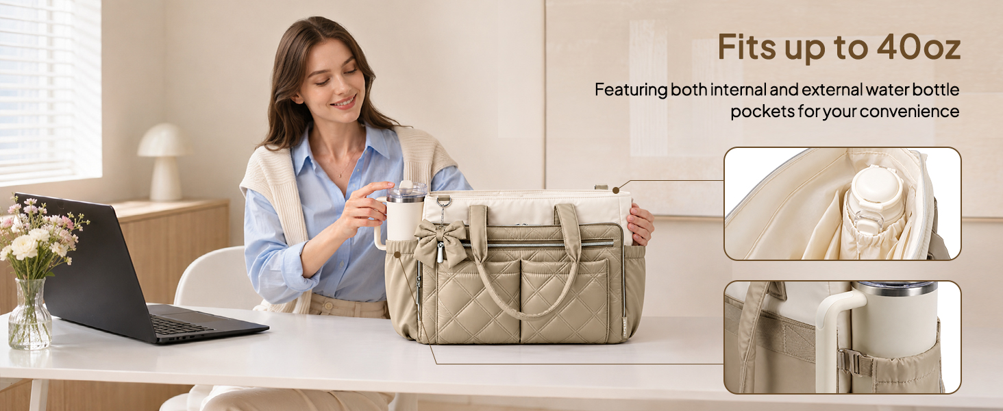 tote bag with water bottle holder