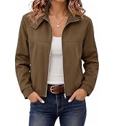 LOMON Stand Collar Jacket for Women Cropped Bomber Zip Up Coat Women Trendy | Side Pockets, Elast...
