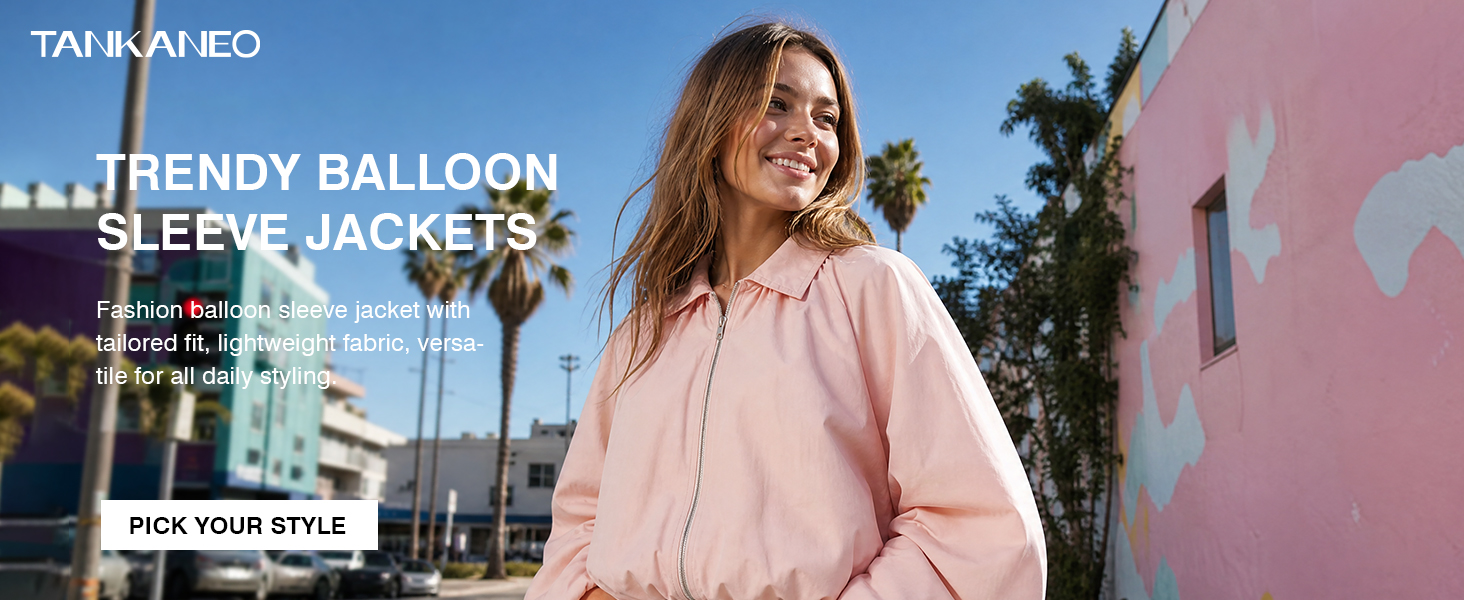 womens trendy balloon sleeve jackets