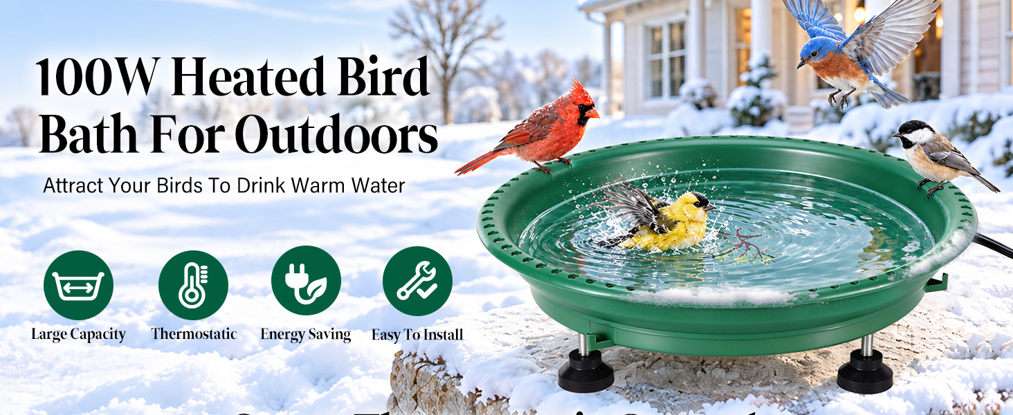 100W Heated bird bath
