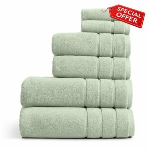 Springtree Home Luxury Turkish Cotton Bath Towels Set | 6-Piece Set | Green                                                          100% Turkish Cotton | Premium Bath Towels | Ultra Soft Thick Plush & Highly Absorbent | Luxury Hotel & Spa Bathroom Towels
