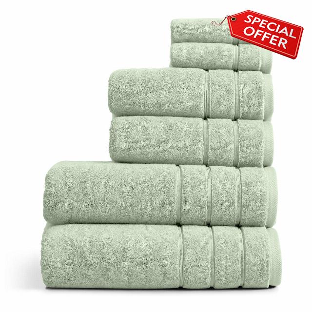 Springtree Home Luxury Turkish Cotton Bath Towels Set | 6-Piece Set | Green                                                          100% Turkish Cotton | Premium Bath Towels | Ultra Soft Thick Plush & Highly Absorbent | Luxury Hotel & Spa Bathroom Towels