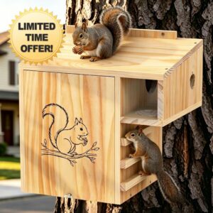 Sunexinlo Large Wooden Squirrel House Outdoor Nesting Box