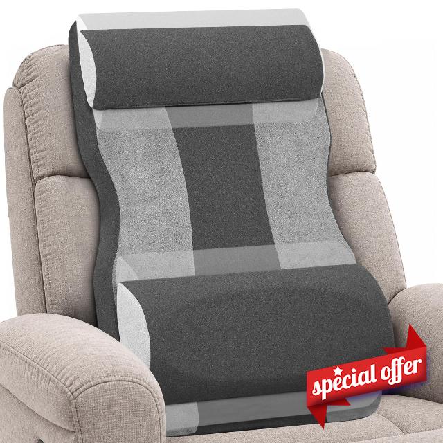 Recliner Lumbar Support Pillow Adjustable Head Lumbar Support Pillow                                                          3-Piece Back Support Pillow for Recliners