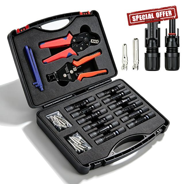 24Pairs Solar Panel Connectors with Stripper and Crimping Tool Kit                                                          1000V 30A IP67 Waterproof Solar Connectors