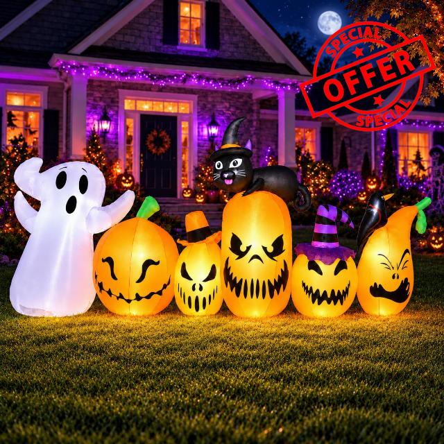 11FT Extra Wide Halloween Inflatables Pumpkins Outdoor Decorations