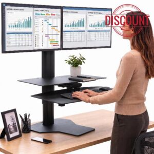Perfect POSTURE Standing Desk Converter - Dual Monitor Riser - 18" Lift                                                          Height Adjustable Workstation