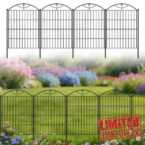 Metal Decorative Garden Fence 12 Panels 32in (H) x 24ft (L)                                                          Animal Barrier Fence No Dig with Ground Stakes