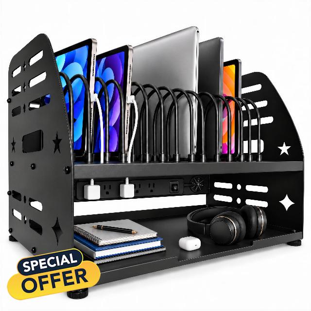 16-Device Laptop Charging Station with Power Strip