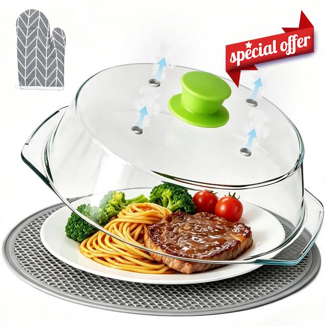 Glass Microwave Splatter Cover for Food 10 inch