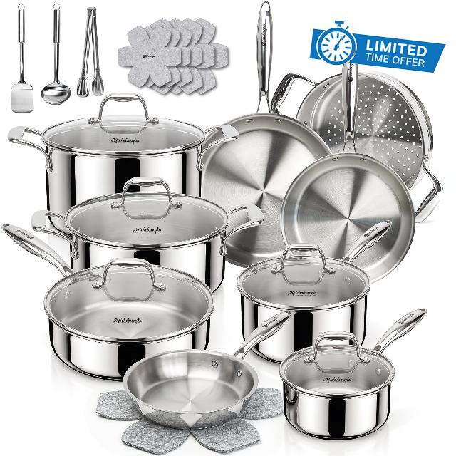 MICHELANGELO 5-Ply Stainless Steel Cookware Set