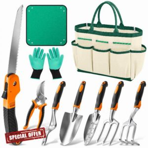 Garden Tool Set Gardening Tools - Heavy Duty Aluminum Tool Kit with Non-Slip Handle