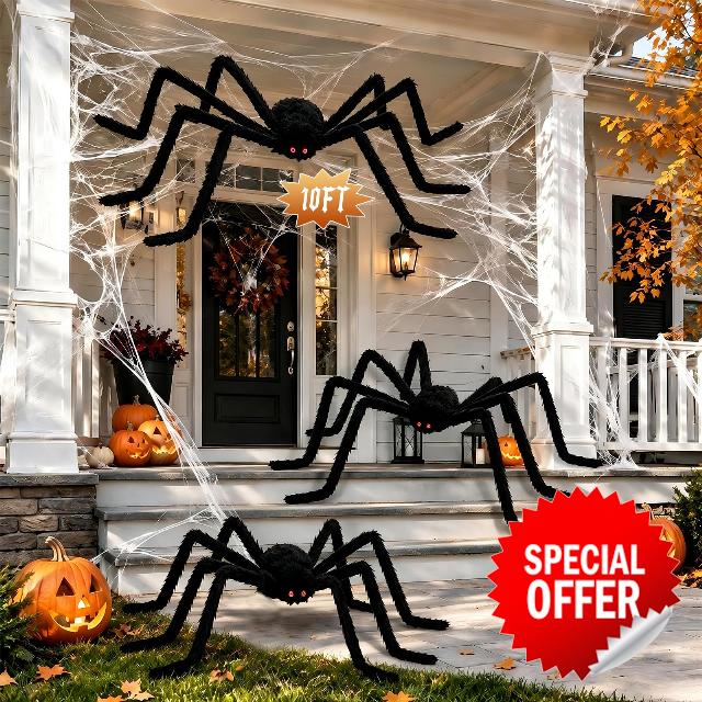 3 Packs Halloween Giant Spider Decorations