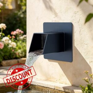 316 Stainless Steel 1.2" Wall Mount Water Spout – Outdoor Square Waterfall Fountain with Built-in Splash Diffuser