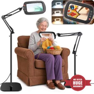 30X 10X Large Floor Magnifying Glass with Light and Adjustable Stand                                                          6-inch