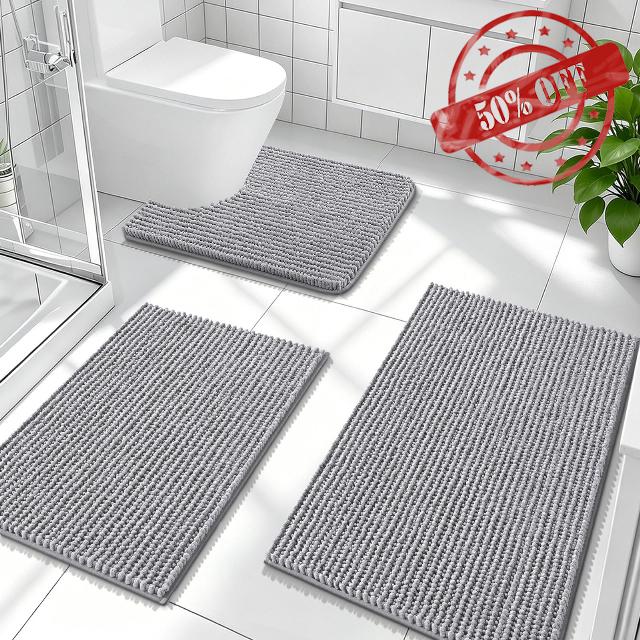 OLANLY Bathroom Rugs Sets 3 Piece