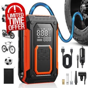 Tire Inflator Portable Air Compressor Cordless Air pump for Car Tires                                                          4 × Fast Inflation 35L/Min