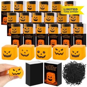 48 Sets Halloween Party Favors Relief Pumpkin Gifts Bulk for Coworkers                                                          Pumpkin Cube Design Stress Balls with Boxes