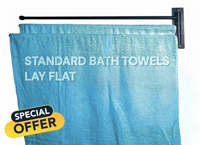 3-Arm Swivel Towel Rack –28.5” Extra Long Reach– Wall Mount Stainless Steel (Matte Black)