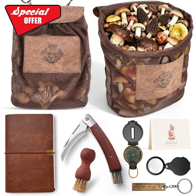 DRACHENADER Mushroom Foraging Kit with Bag & Mushroom Folding Knife                                                          Mushroom Hunting Tools with Brush