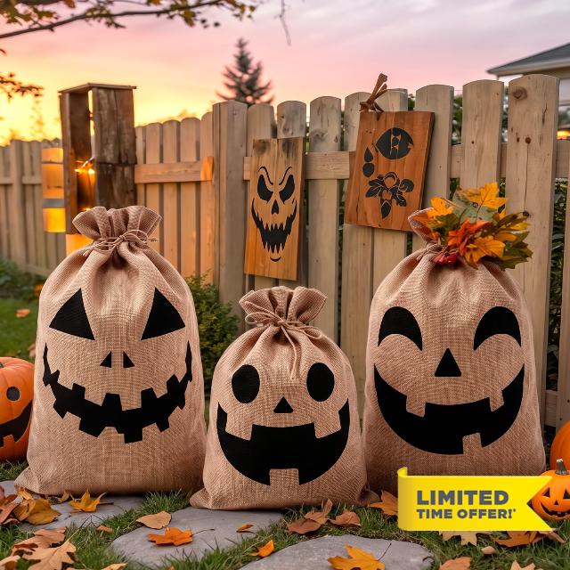 3 Sets Halloween Burlap Leaf Lawn Bags