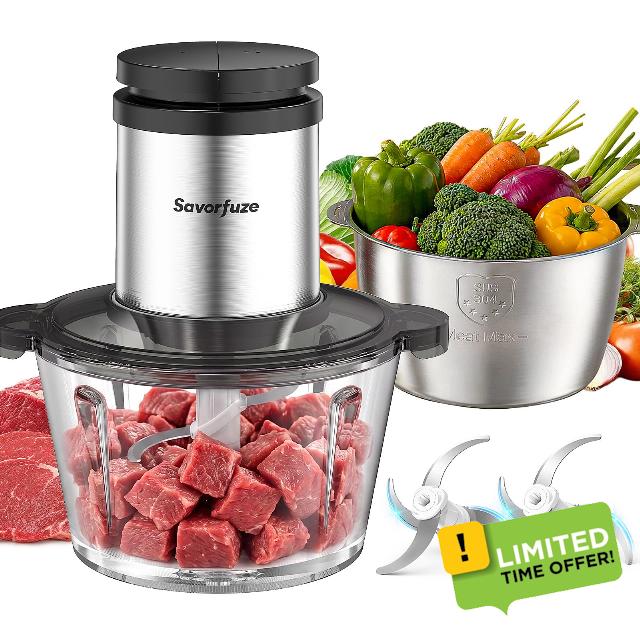 Food Processor with 2 Bowls (8 Cup+8 Cup)