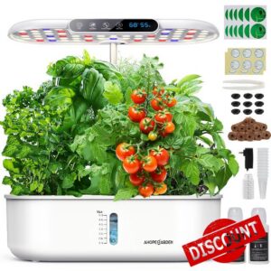Ahopegarden Hydroponics Growing System: 12 Pods with Smart Env.Detection                                                          Indoor Herb Garden with Full Spectrum LED Grow Light for Growing Vegetables
